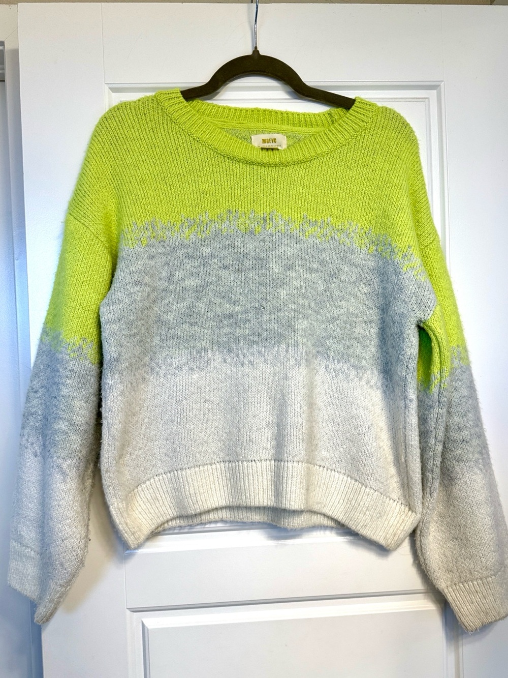 Anthropologie Lime to Gray Ombre Crewneck Sweater